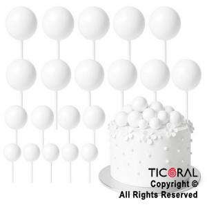 ESFERAS DECORATIVAS BLANCAS PARA DECORACION DE TORTAS X 20 UNIDADES